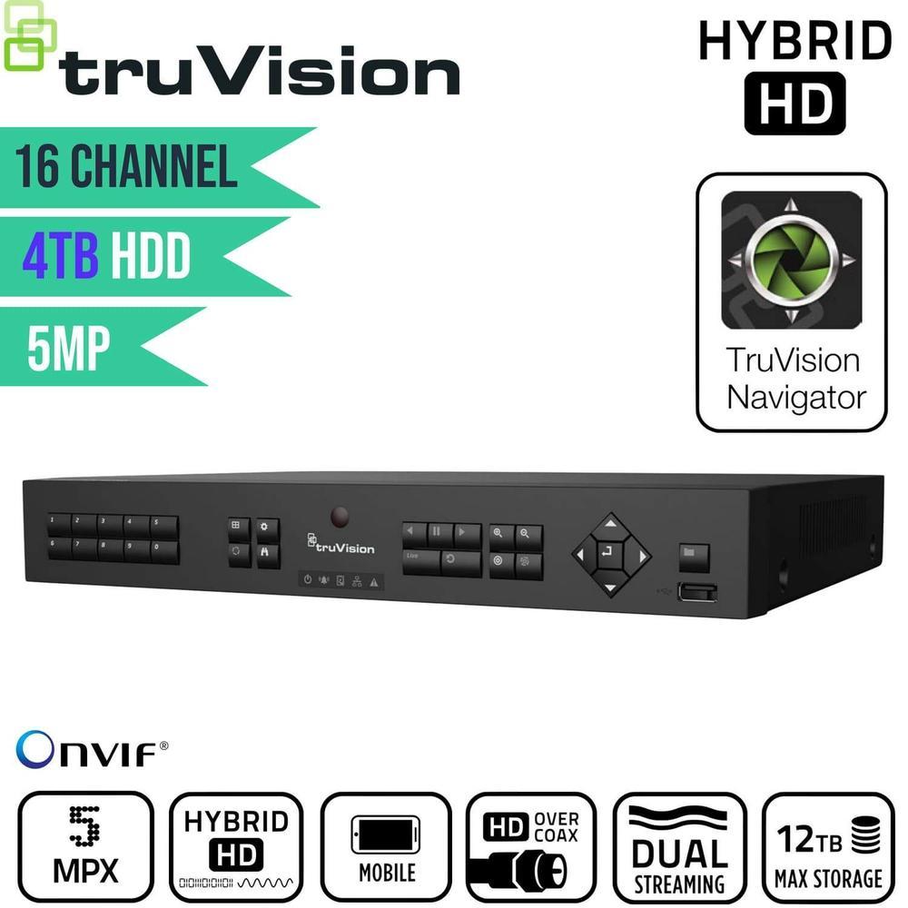 TruVision 16 Channel Digital Video Recorder: 5MP HD Hybrid with 4TB HDD