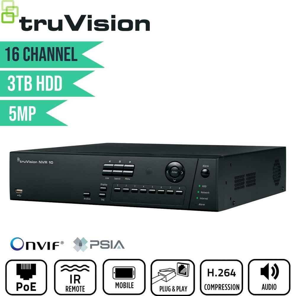 TruVision 16 Channel Network Video Recorder: 5MP FULL HD with 3TB HDD