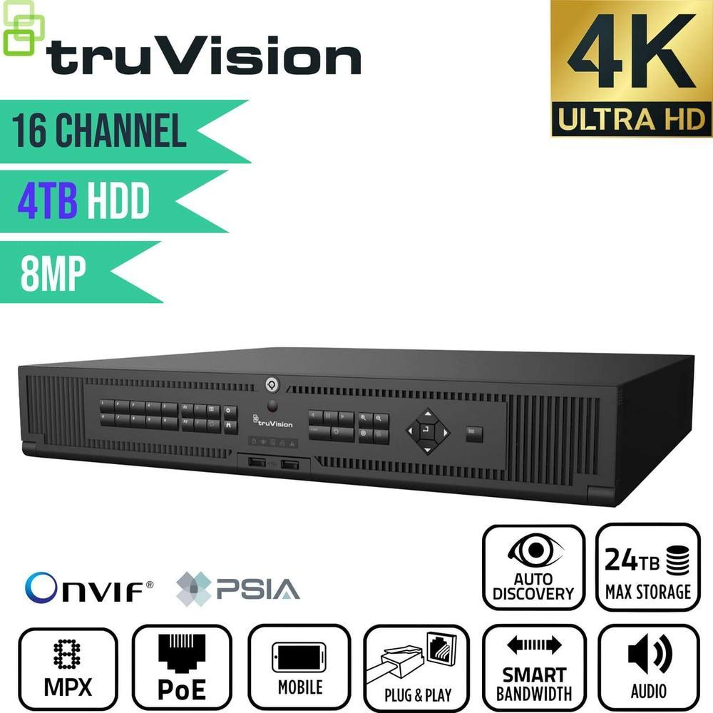 TruVision 16 Channel Network Video Recorder: 4K Ultra HD with 4TB HDD