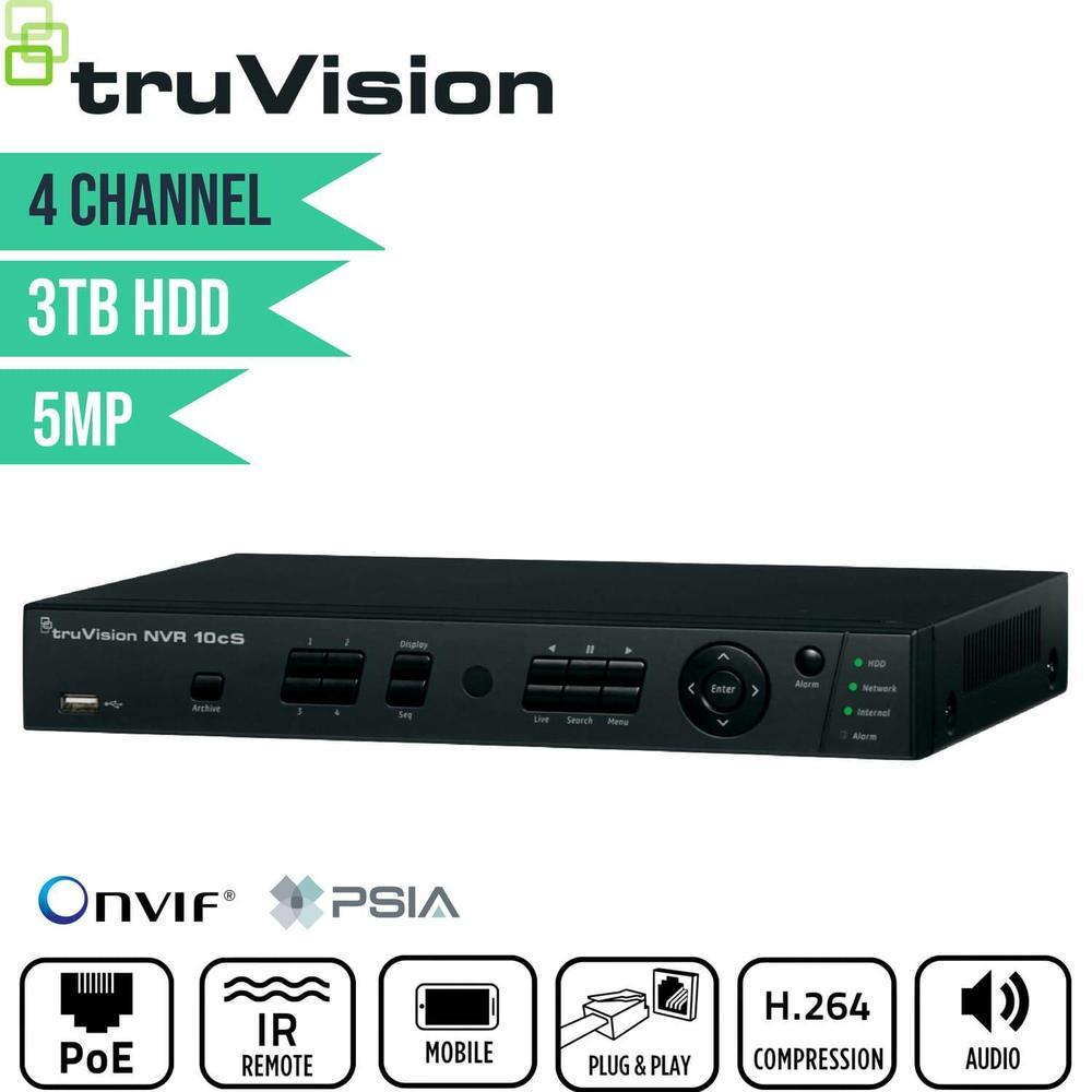 TruVision 4 Channel Network Video Recorder: 5MP FULL HD with 3TB HDD