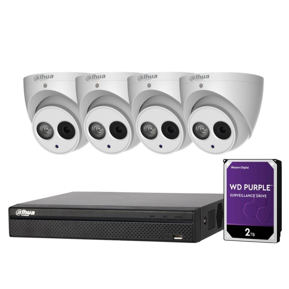 Dahua 4 Channel Security Kit: 8MP (4K Ultra HD) NVR, 4 X 6MP Turret Cameras, 2TB HDD