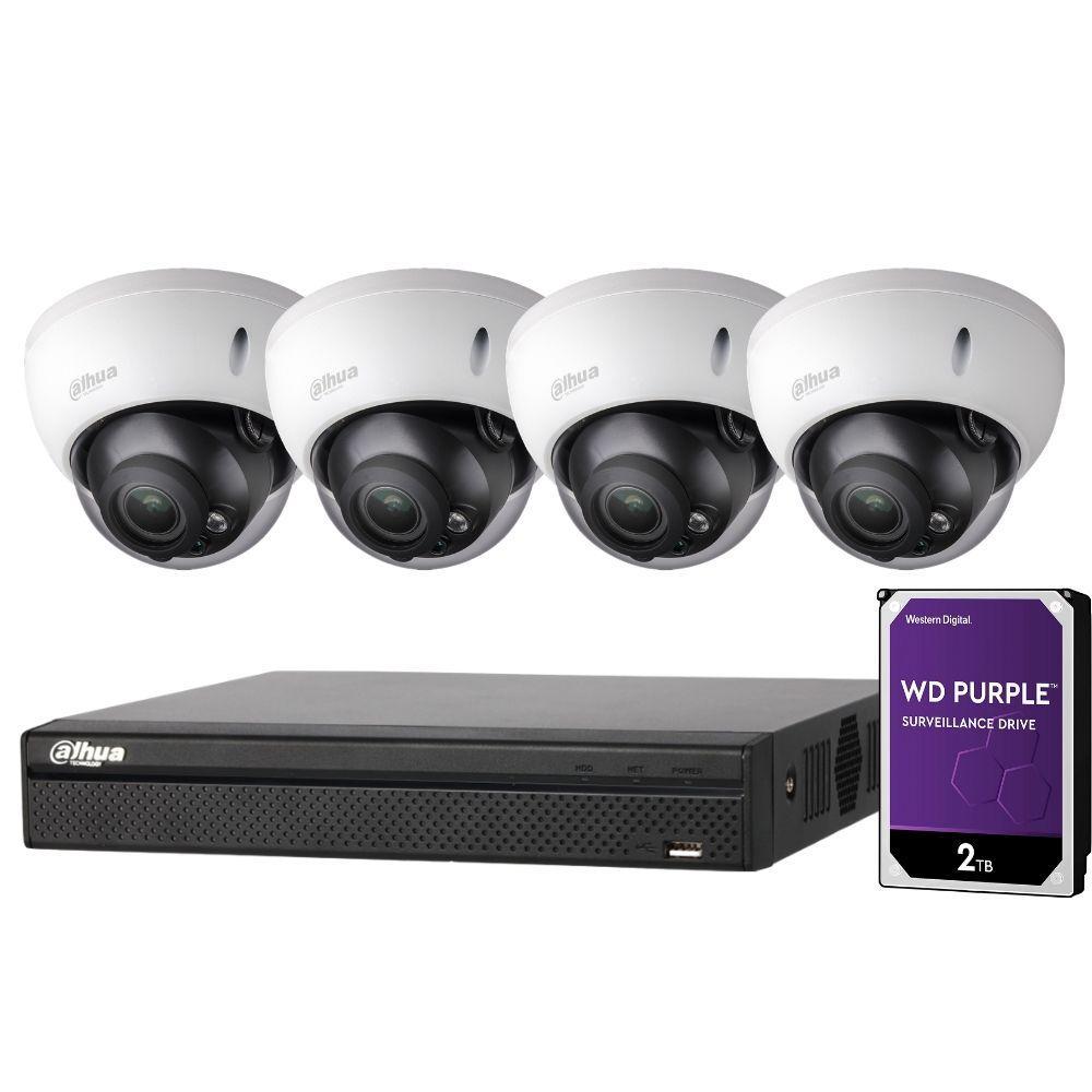 Dahua 4 Channel Security Kit: 8MP NVR, 4 X 8MP(4K) VF Dome Cameras, 2TB HDD