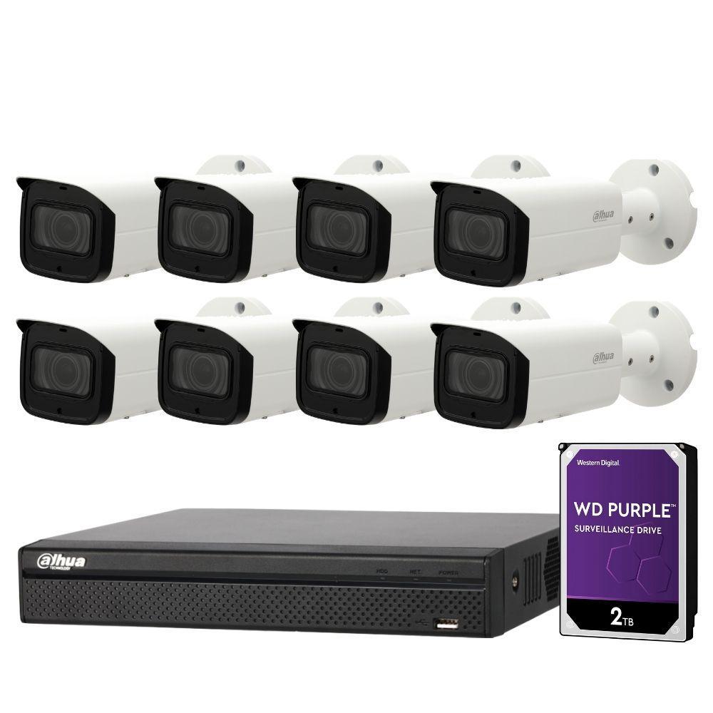 Dahua 8 Channel Security Kit: 8MP NVR, 8 X 8MP (4K) VF Bullet Cameras, 2TB HDD