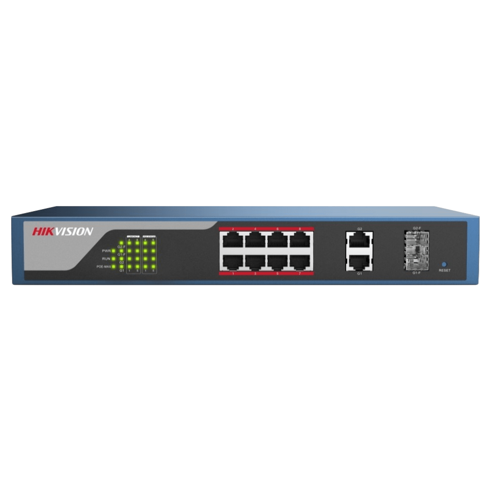 Hikvision Web-Managed PoE Switch: 8x100M, 2x1000M Combo Port