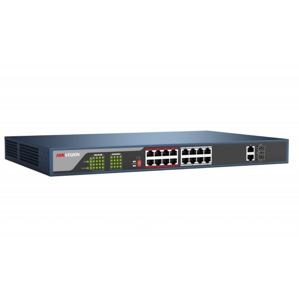 Hikvision Web-Managed PoE Switch: 16x100M, 2x1000M Combo Port