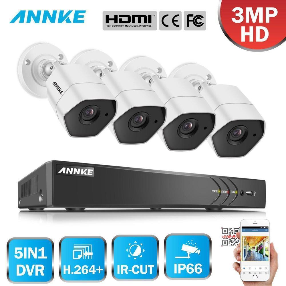Annke 8 Channel Security System: 1080P HD 5-in-1 DVR, 4 x 3MP Bullet Cameras