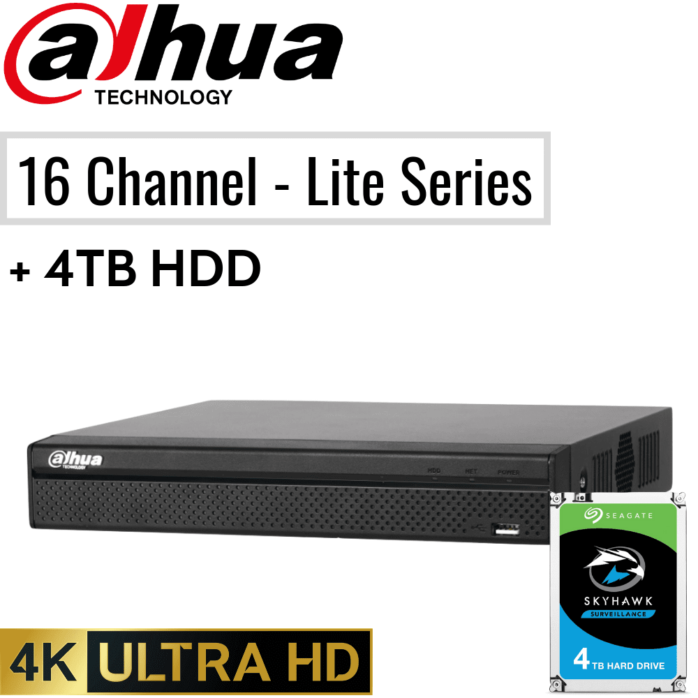 Dahua NVR4216-16P-4KS2 16 Channel Network Video Recorder: 8MP (4K) Lite Series