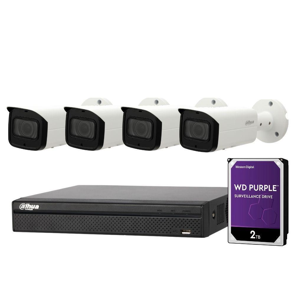 Dahua 4 Channel Security Kit: 8MP NVR, 4 X 8MP(4K Ultra HD) VF Bullet Cameras, 2TB HDD