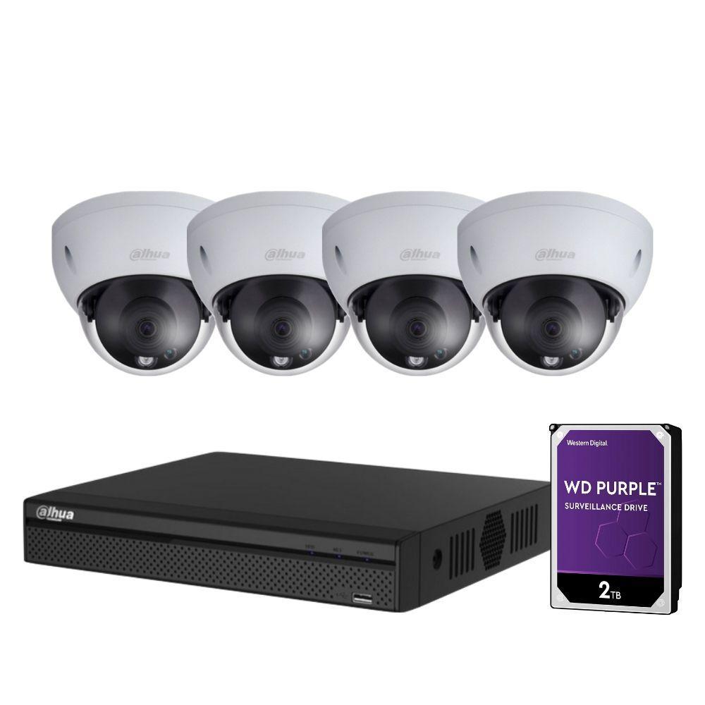 Dahua 4 Channel Security System: 8MP NVR, 4 x 8MP (4K) Dome Cameras, 2TB HDD