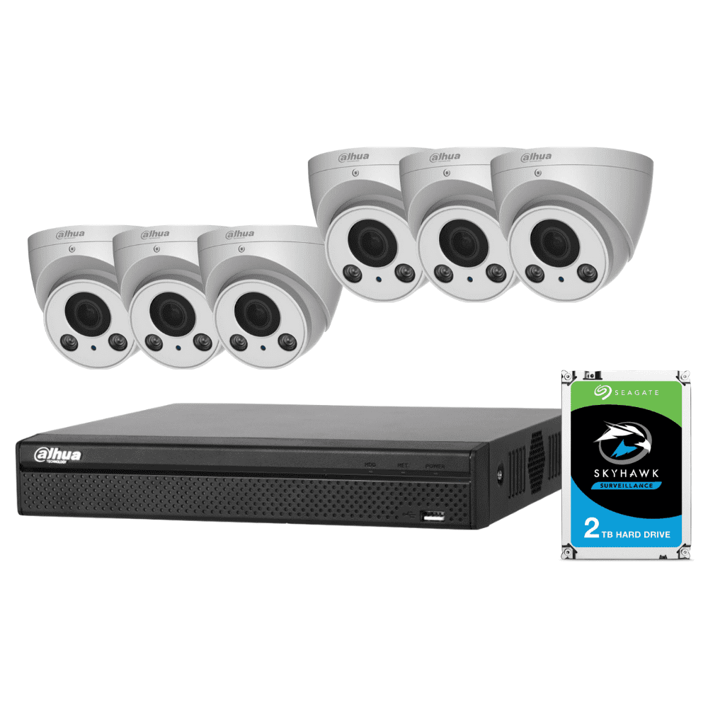 Dahua 8 Channel Security System: 12MP Pro NVR, 6 x 4MP VF Eyeball Cams, 2TB HDD