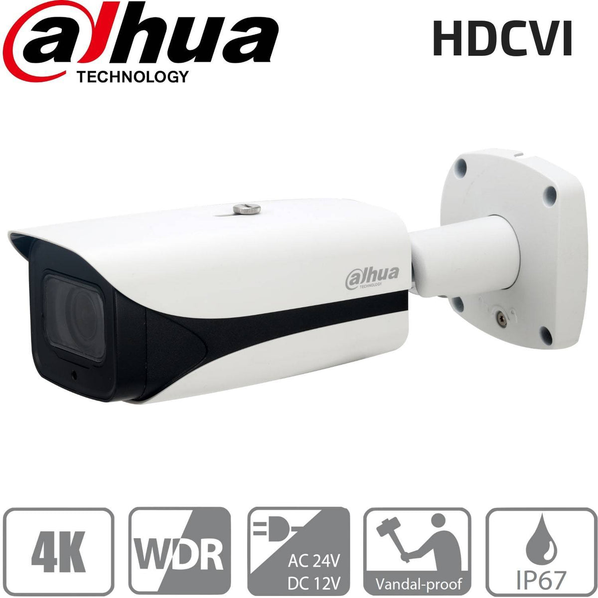 Dahua HAC-HFW3802E-Z-VP Security Camera: HDCVI 8MP VF Bullet 3.7-11mm, IK10