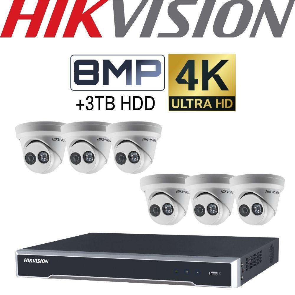 Hikvision 8 Channel Security Kit: 8MP NVR, 6 X 8MP (4K) Turret Cameras, 3TB HDD