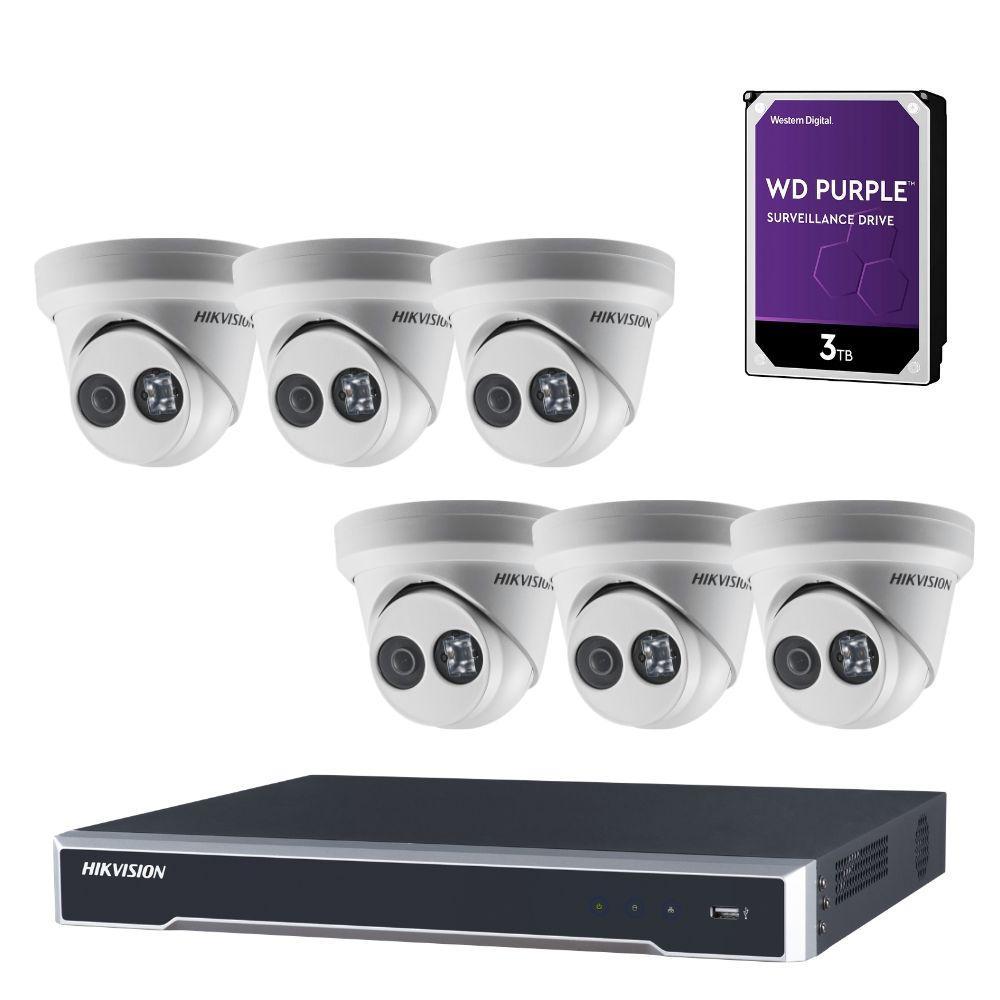 Hikvision 8 Channel Security Kit: 8MP NVR, 6 X 8MP (4K) Turret Cameras, 3TB HDD