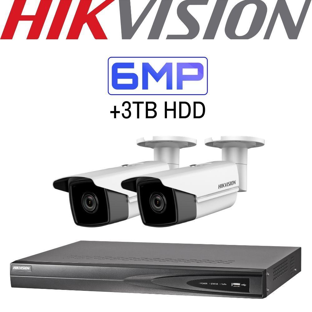 Hikvision 4 Channel Security Kit: 8MP(4K) NVR, 2 X 6MP Bullet Cameras, 3TB HDD