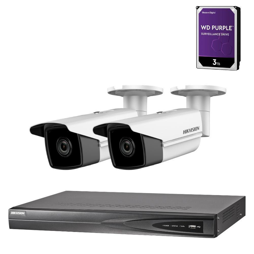 Hikvision 4 Channel Security Kit: 8MP(4K) NVR, 2 X 6MP Bullet Cameras, 3TB HDD