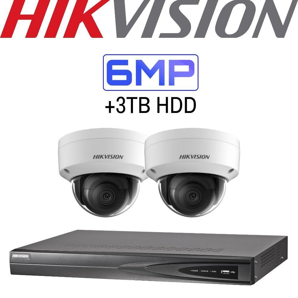 Hikvision 4 Channel Security Kit: 8MP(4K) NVR, 2 X 6MP Dome Cameras, 3TB HDD