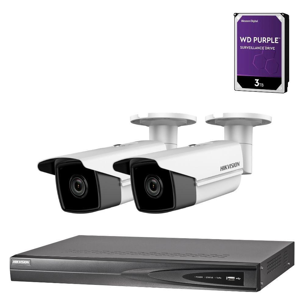 Hikvision 4 Channel Security Kit: 8MP (4K) NVR, 2 X 8MP Bullet Cameras, 3TB HDD