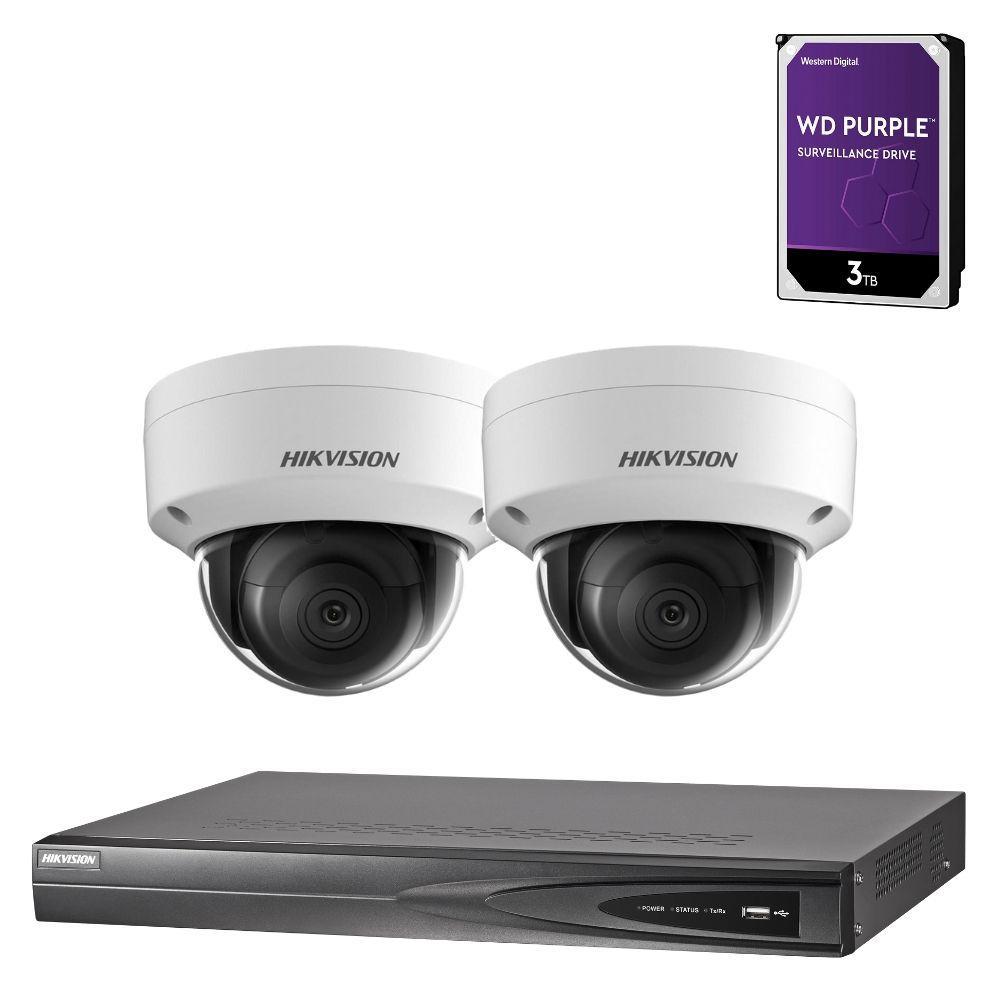 Hikvision 4 Channel Security Kit: 8MP (4K) NVR, 2 X 8MP Dome Cameras, 3TB HDD