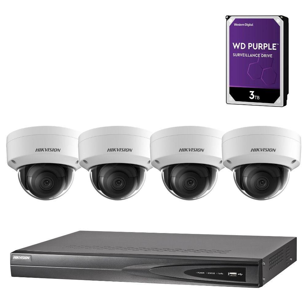 Hikvision 4 Channel Security Kit: 8MP(4K) NVR, 4 X 6MP Dome Cameras, 3TB HDD