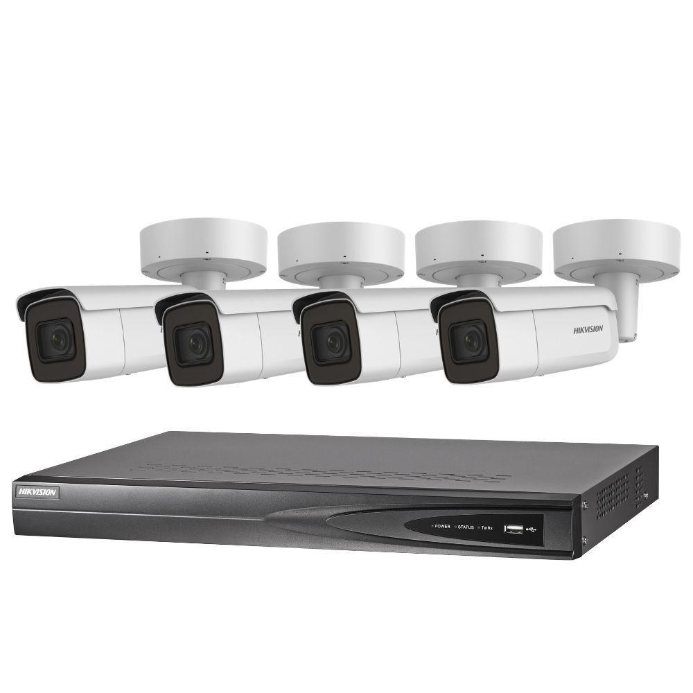 Hikvision 4 Channel Security Kit: 8MP (4K) NVR, 4 X 8MP Motorised VF Bullet Cameras, 3TB HDD