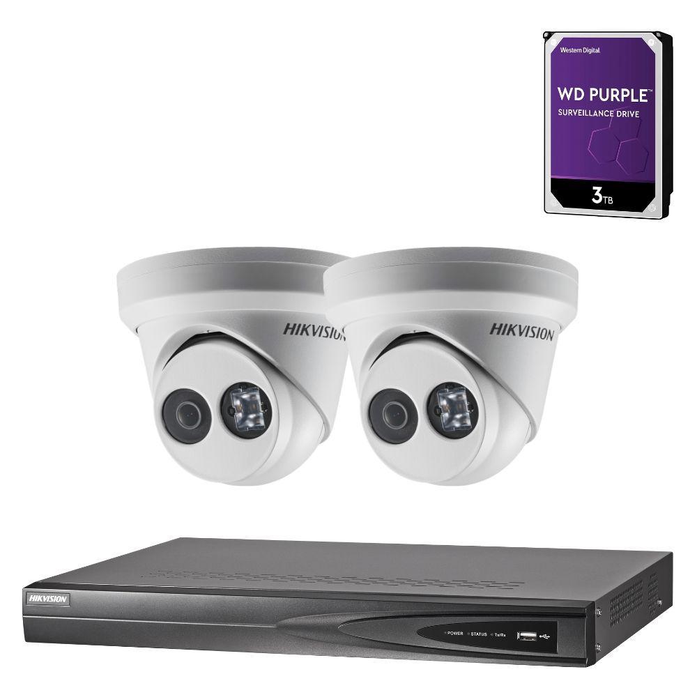 Hikvision 4 Channel Security System: 4K NVR, 2 x 6MP Turret Cameras, 3TB HDD