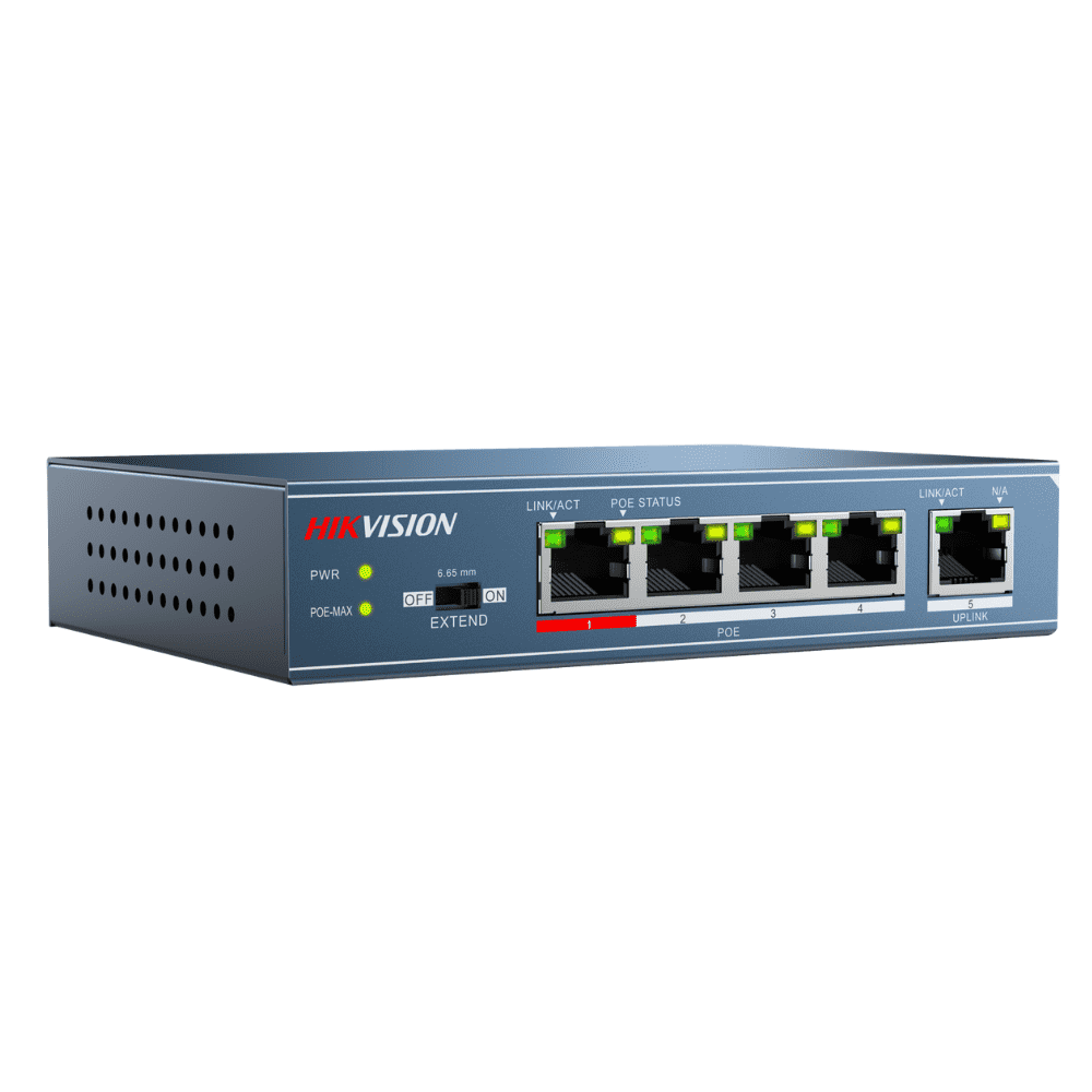 Hikvision Unmanaged Switch: 4 POE Ports, 100Mbps