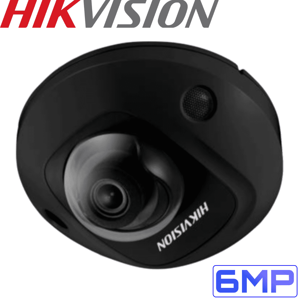 Hikvision DS-2CD2555FWD-I BLACK Security Camera: 6MP Mini Dome Black, WiFi, 4mm