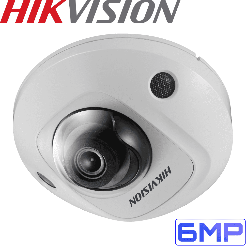 Hikvision DS-2CD2555FWD-IWS Security Camera: 6MP Mini Dome, Built-In Mic, WiFi, 2.8mm