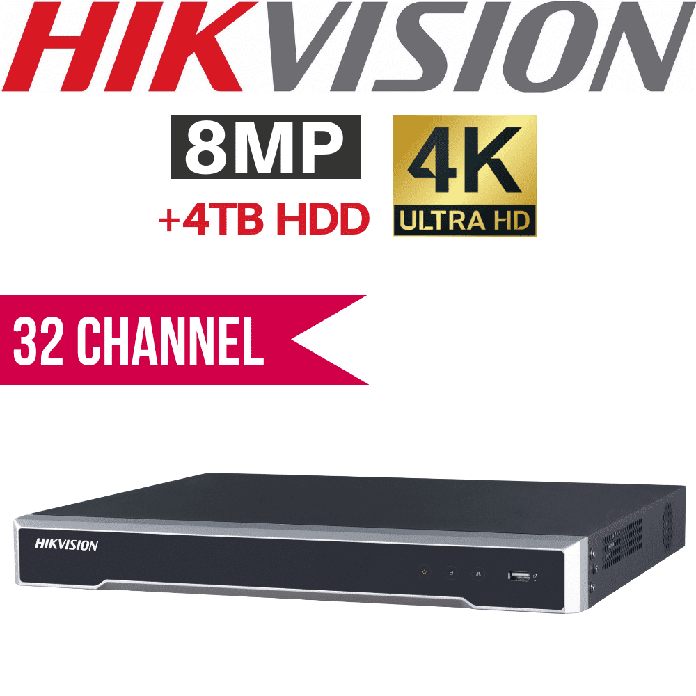 Hikvision 32 Channel Network Video Recorder: 8MP (4K) Ultra HD