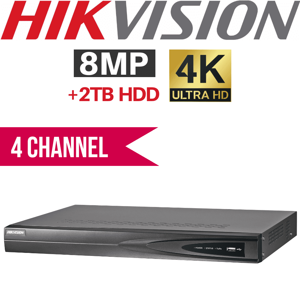 Hikvision 4 Channel Network Video Recorder: 8MP (4K) Ultra HD