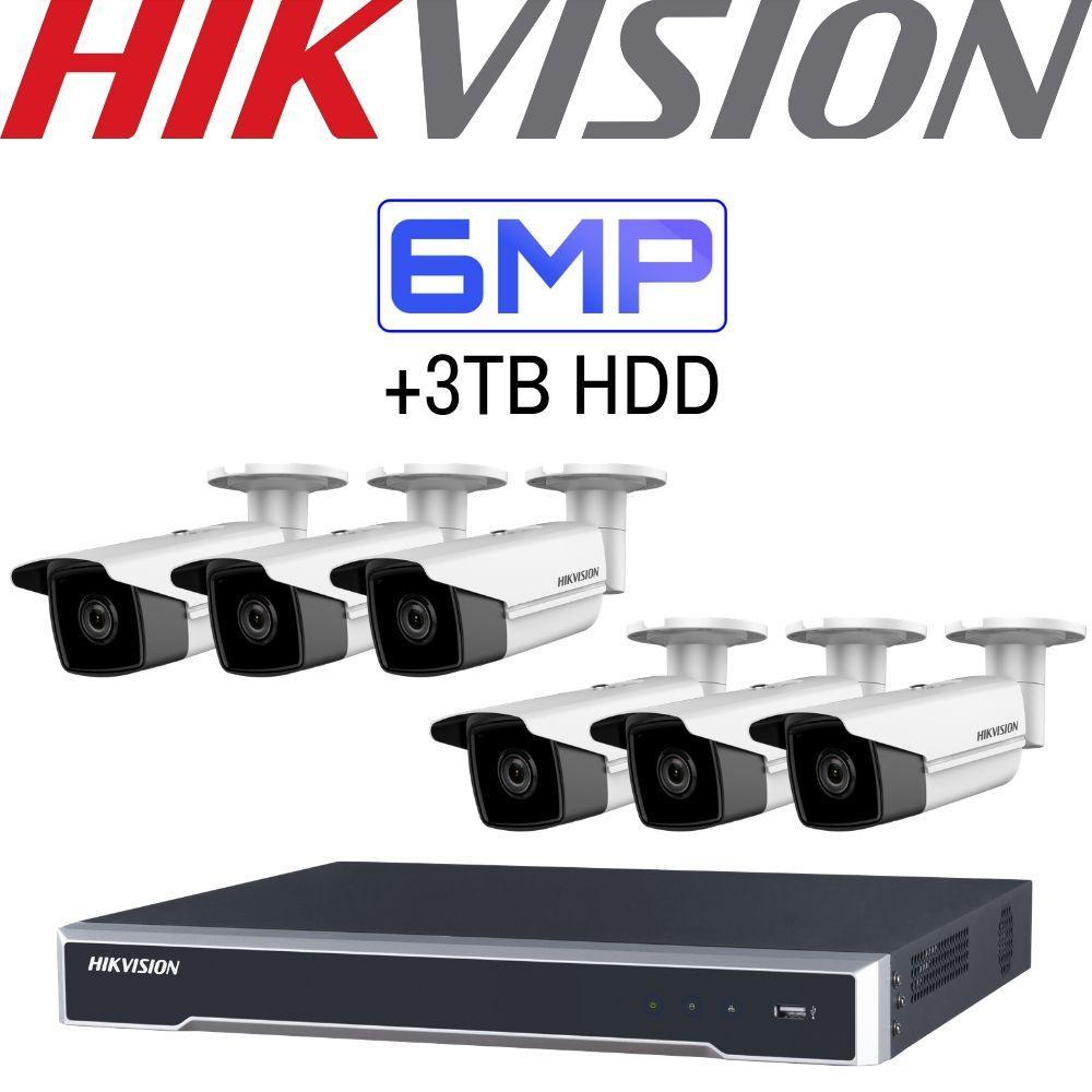Hikvision 8 Channel Security Kit: 8MP(4K) NVR, 6 X 6MP Bullet Cameras, 3TB HDD