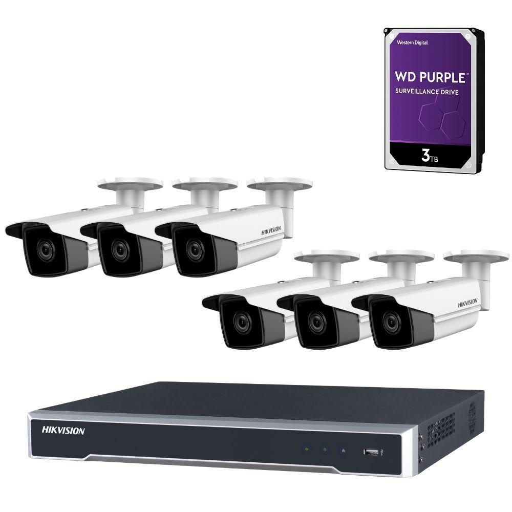 Hikvision 8 Channel Security Kit: 8MP(4K) NVR, 6 X 6MP Bullet Cameras, 3TB HDD