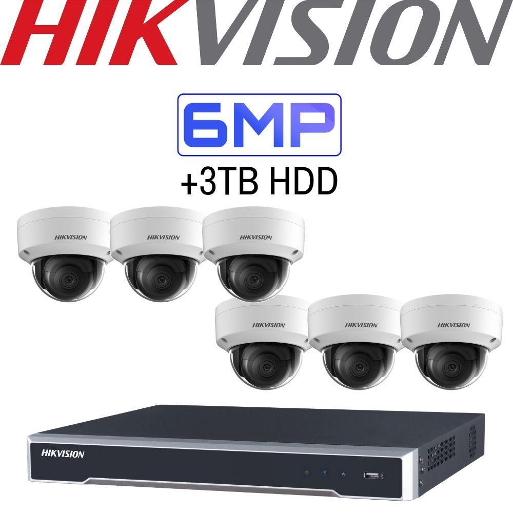 Hikvision 8 Channel Security Kit: 8MP(4K) NVR, 6 X 6MP Dome Cameras, 3TB HDD