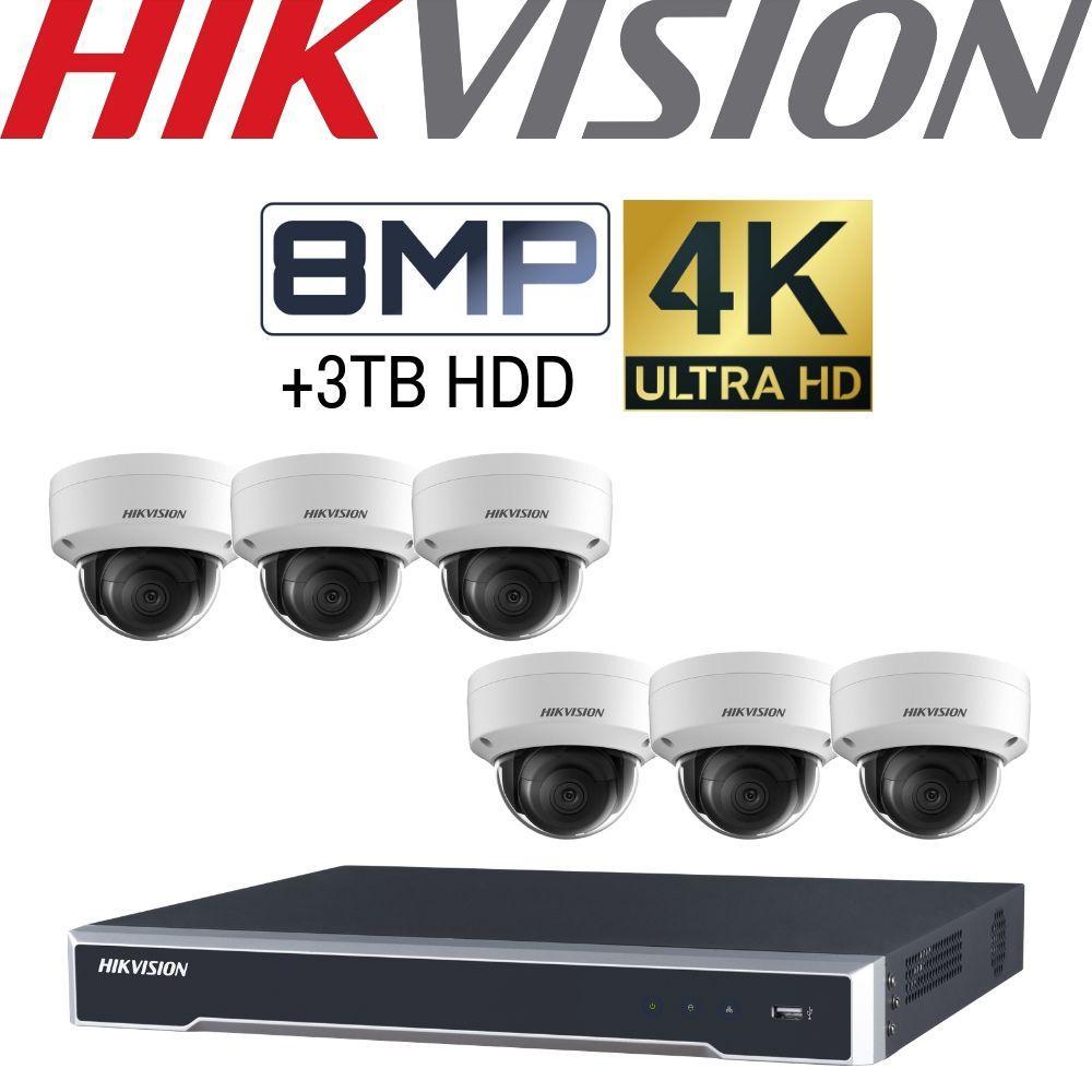 Hikvision 8 Channel Security Kit: 8MP (4K) NVR, 6 X 8MP Dome Cameras, 3TB HDD