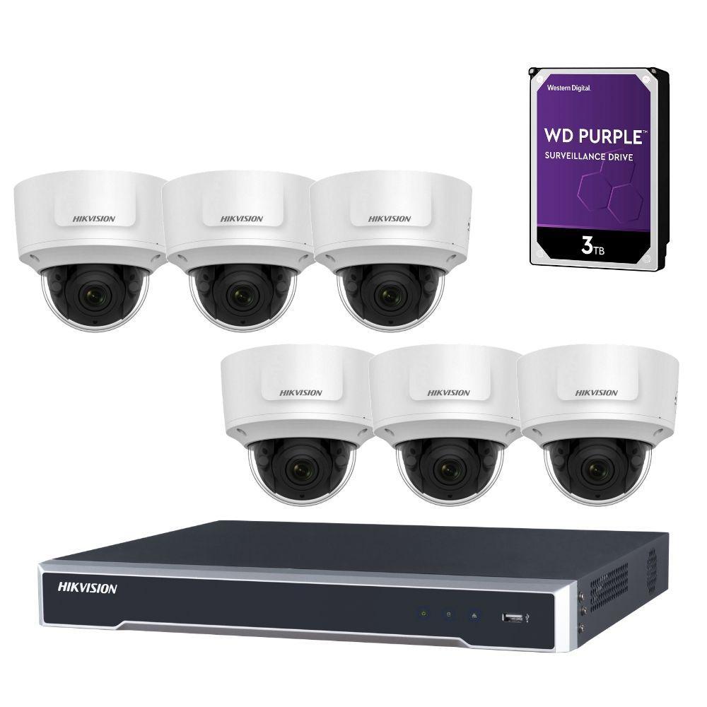 Hikvision 8 Channel Security Kit: 8MP NVR, 6 X 8MP (4K) VF Dome Cameras, 3TB HDD