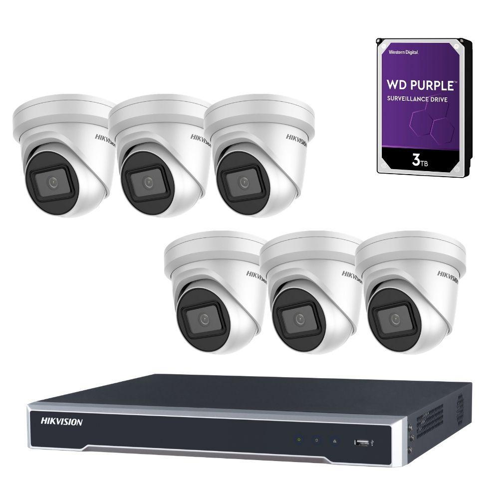 Hikvision 8 Channel Security Kit: 8MP (4K) NVR, 6 X 8MP VF Turret Cameras, 3TB HDD