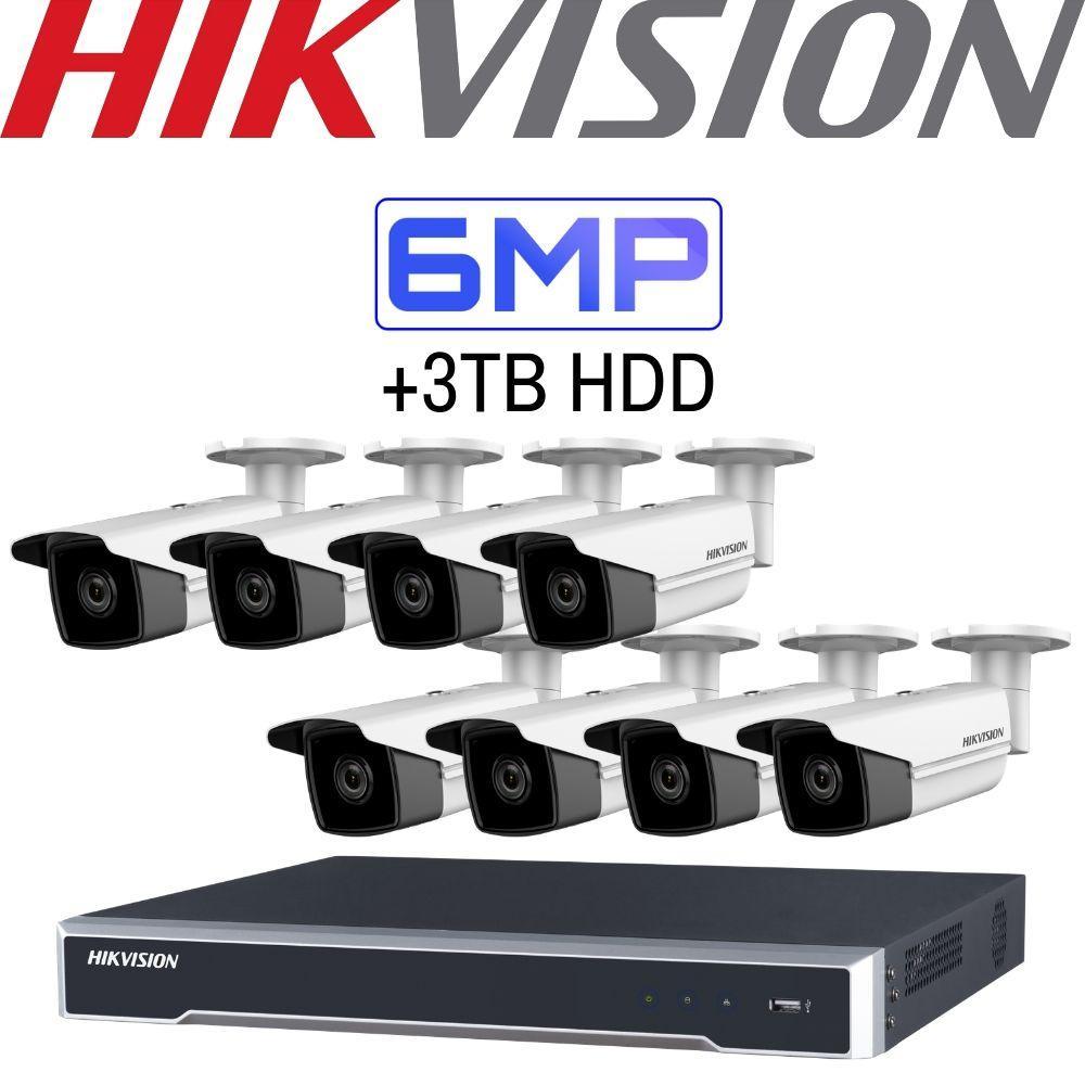 Hikvision 8 Channel Security Kit: 8MP(4K) NVR, 8 X 6MP Bullet Cameras, 3TB HDD