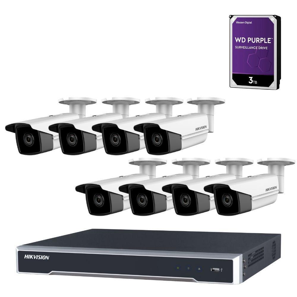 Hikvision 8 Channel Security Kit: 8MP(4K) NVR, 8 X 6MP Bullet Cameras, 3TB HDD