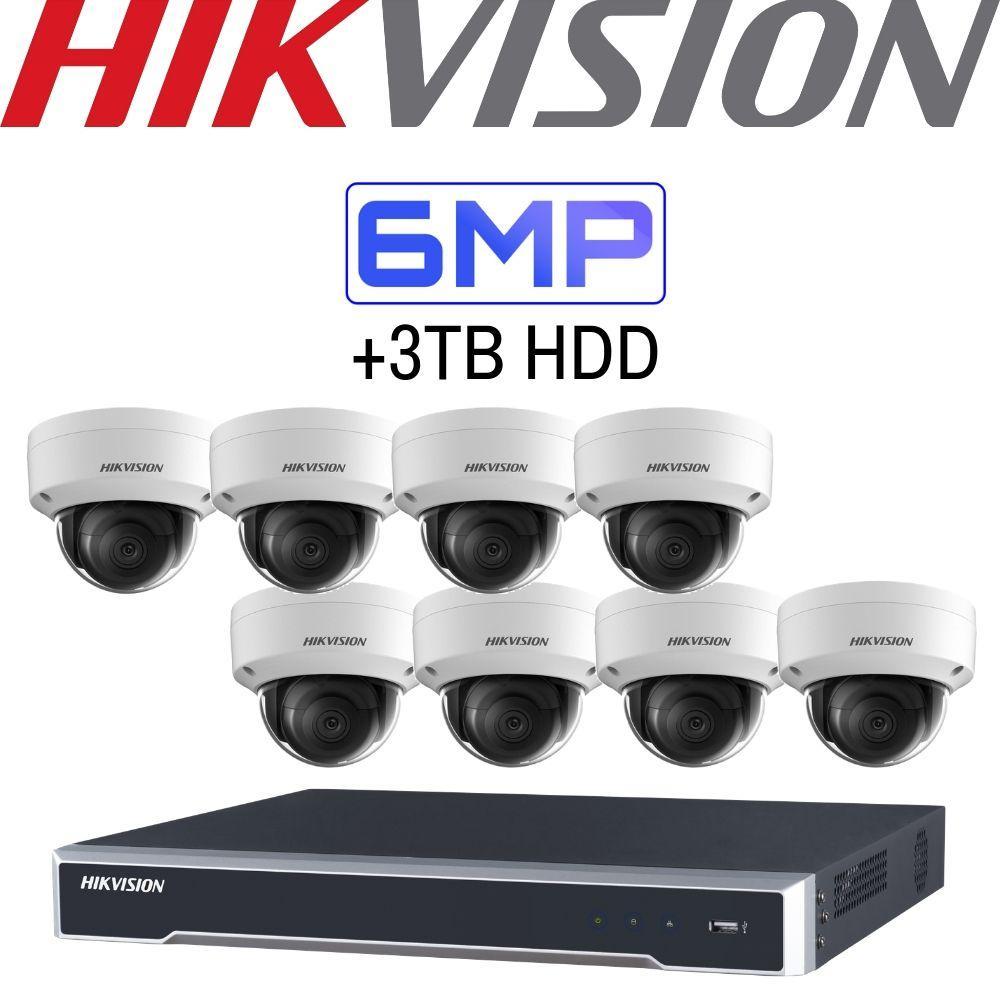 Hikvision 8 Channel Security Kit: 8MP(4K) NVR, 8 X 6MP Dome Cameras, 3TB HDD