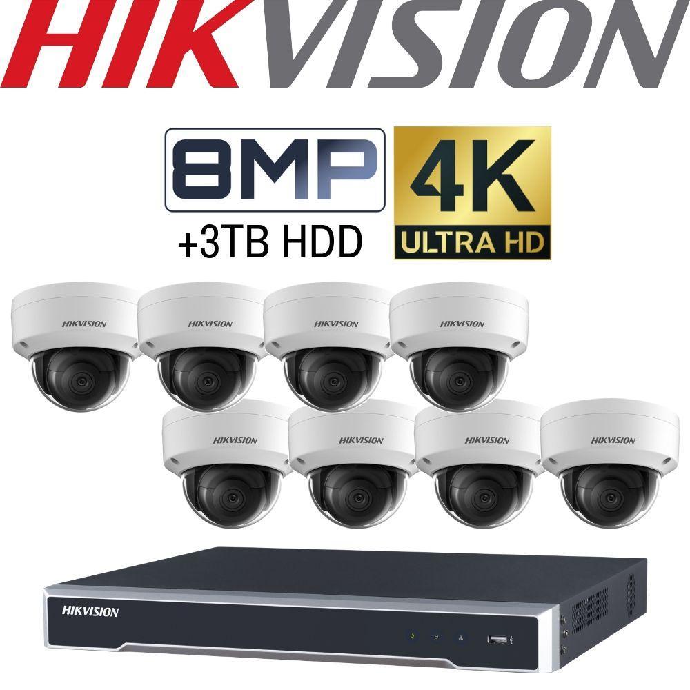 Hikvision 8 Channel Security Kit: 8MP (4K) NVR, 8 X 8MP Dome Cameras, 3TB HDD