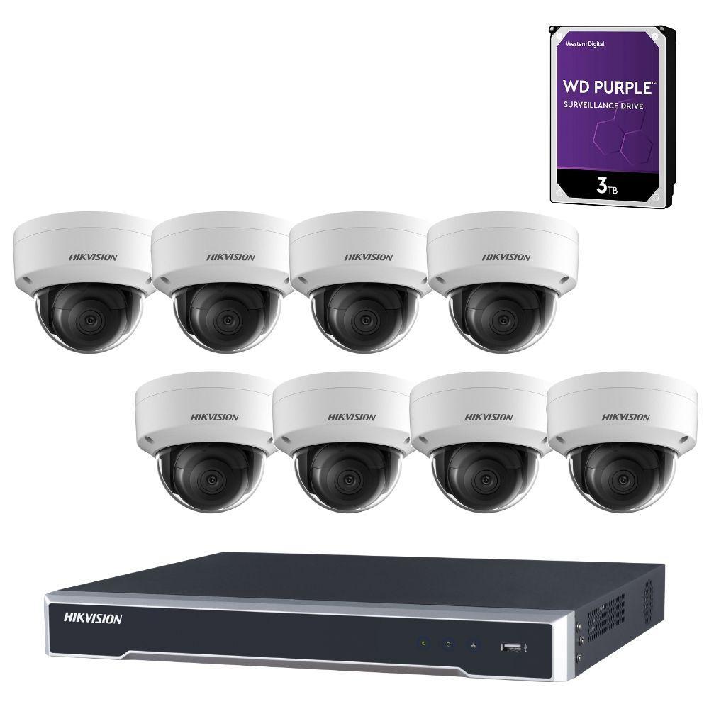 Hikvision 8 Channel Security Kit: 8MP (4K) NVR, 8 X 8MP Dome Cameras, 3TB HDD