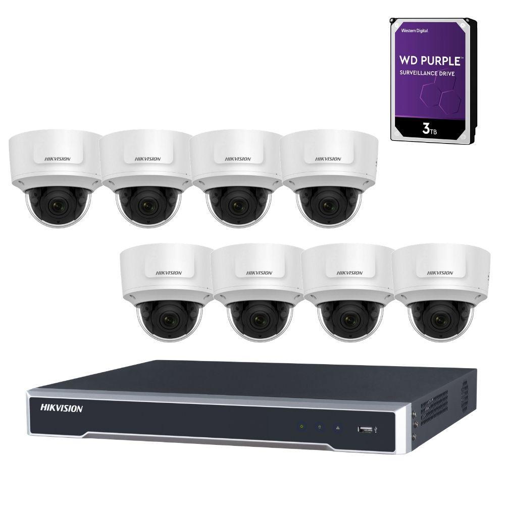 Hikvision 8 Channel Security Kit: 8MP NVR, 8 X 8MP (4K) VF Dome Cameras, 3TB HDD