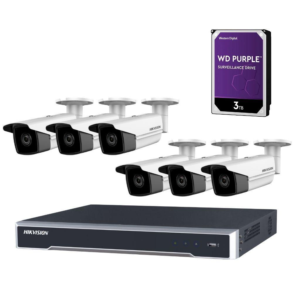 Hikvision 8 Channel Security Kit: 8MP NVR, 6 X 8MP 4K Bullet Cameras, 3TB HDD