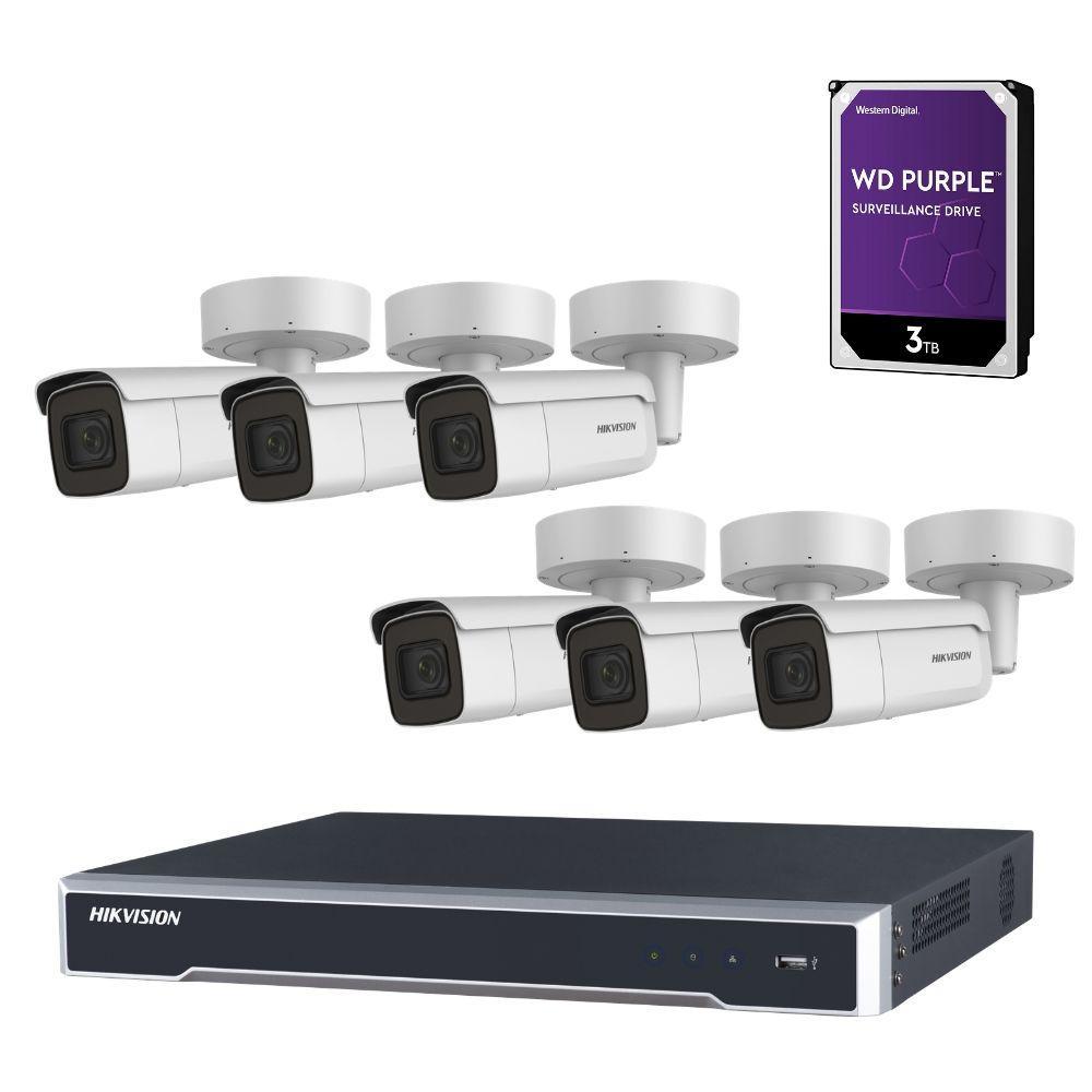Hikvision 8 Channel Security Kit: 8MP NVR, 6 X 8MP Motorised VF Bullet Cameras, 3TB HDD