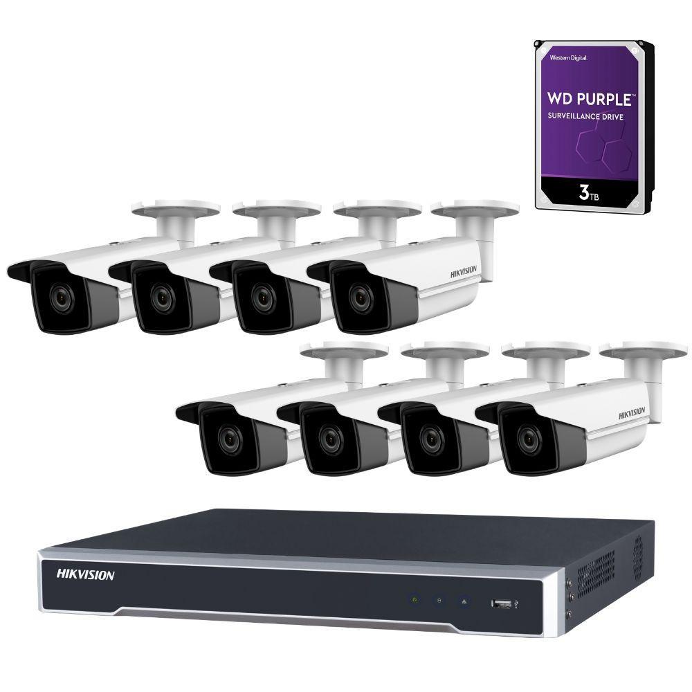 Hikvision 8 Channel Security Kit: 8MP NVR, 8 X 8MP(4K) Bullet Cameras, 3TB HDD