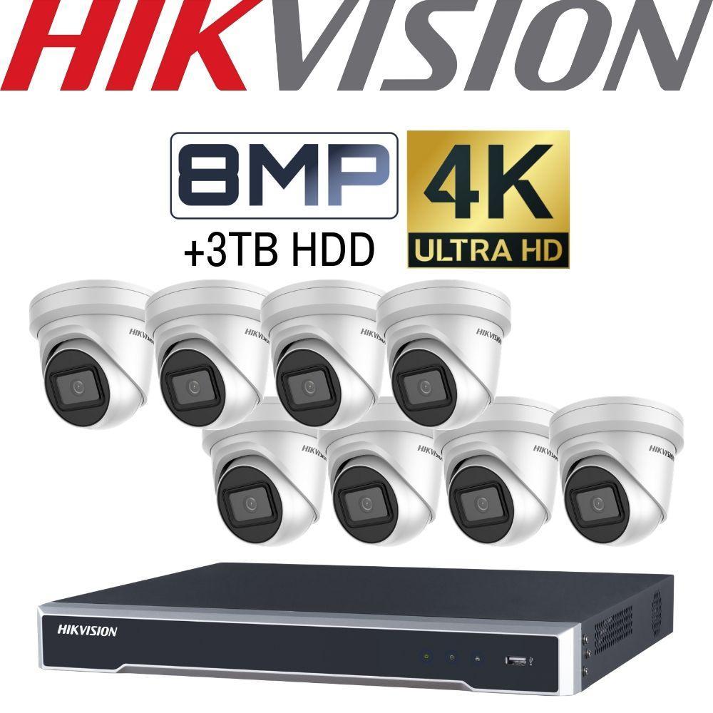Hikvision 8 Channel Security Kit: 8MP NVR, 8 X 8MP(4K) VF Turret Cameras, 3TB HDD