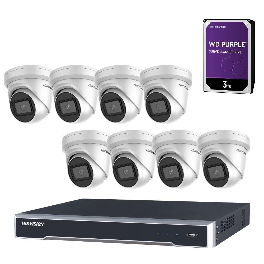 Hikvision 8 Channel Security Kit: 8MP NVR, 8 X 8MP(4K) VF Turret Cameras, 3TB HDD