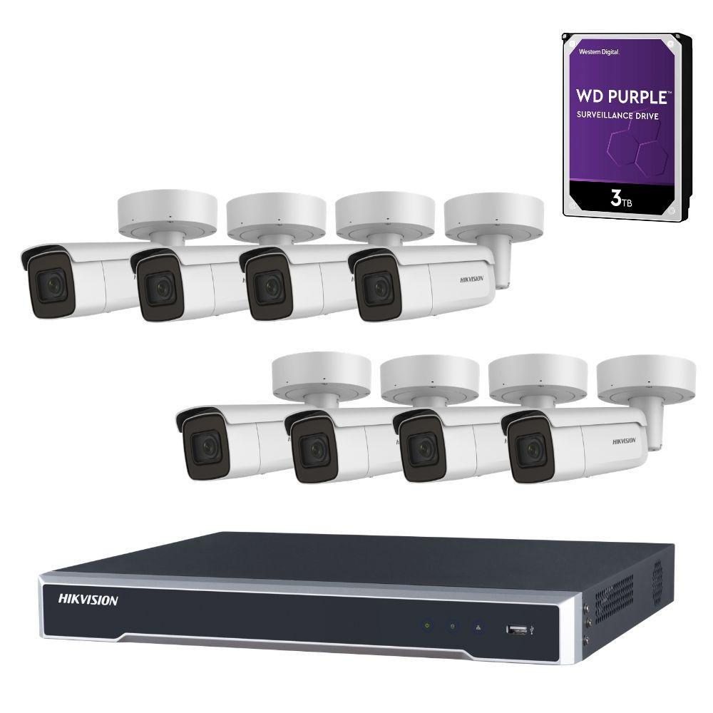 Hikvision 8 Channel Security Kit: 8MP NVR, 8 X 8MP Motorised VF Bullet Cameras, 3TB HDD
