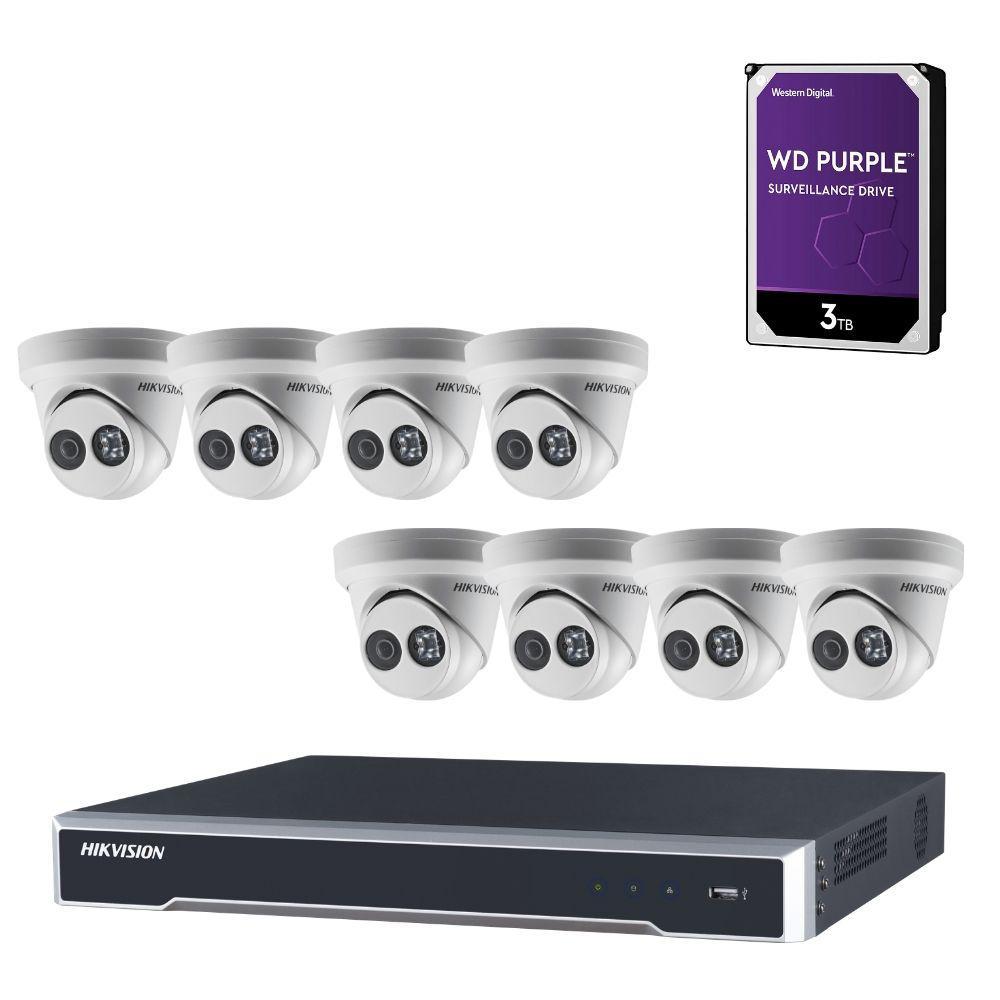 Hikvision 8 Channel Security System: 4K NVR, 8 x 6MP Turret Cameras, 3TB HDD