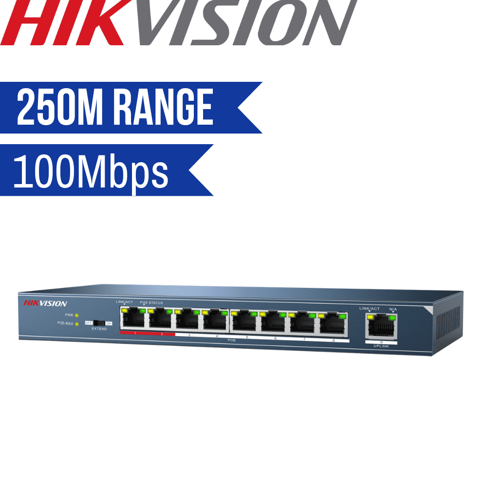 Hikvision Unmanaged Switch: 8 POE Ports, 100Mbps